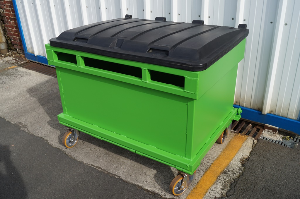 Benne à fond ouvrant (BAFO) - 1000 litres - Fabrication française - Reprise transpalette et chariot élévateur_6