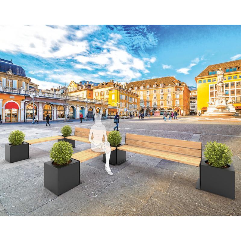 Bancs ligne KUB acier et bois_6