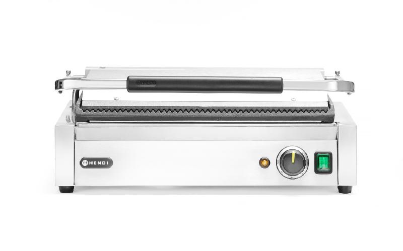 Grill de contact Panini XL grills supérieur et inférieur rainurés L545mm HENDI_6