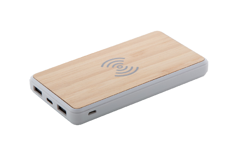 Power bank en bambou - 8000 mAh - 2 ports USB et chargeur USB-C - Couleur naturelle_6