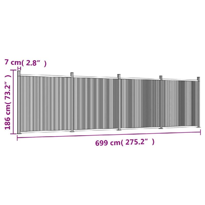Vidaxl panneau de clôture gris 699x186 cm wpc 3282792_6