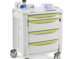 Chariot à pansements robuste en polymère antimicrobien Microban® - facile à nettoyer et à désinfecter - Flexline 131 avec tiroirs et accessoires_6