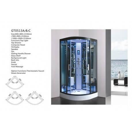 Cabine de douche hammam Lutèce® - 80x80 cm - Panneau digital, hydromassage, LED, Bluetooth et USB_6