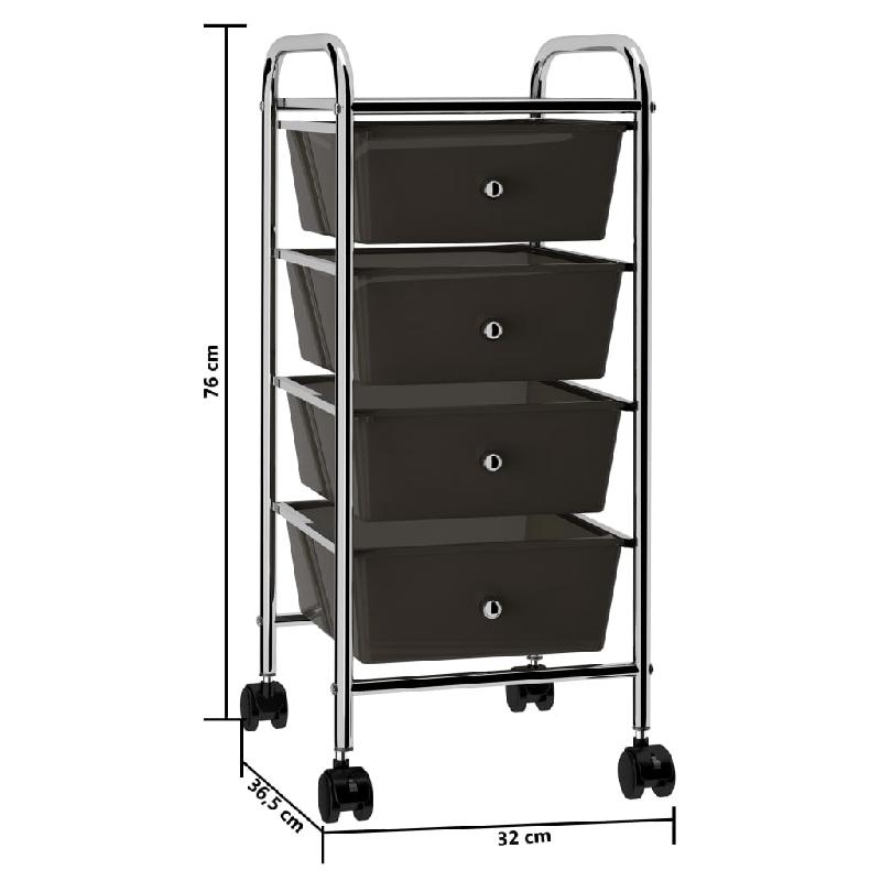 Vidaxl chariot de rangement mobile à 4 tiroirs noir plastique 320398_6