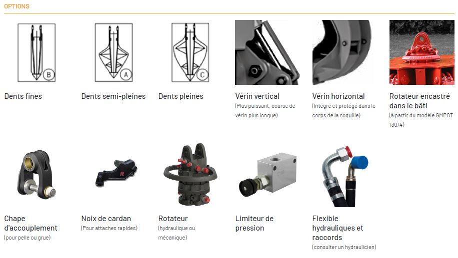 Grappin à ferraille Série GMPVT M - électro-aimant intégré - 4 ou 5 dents - pour pelles 4 à 10 tonnes et camions-grues_6