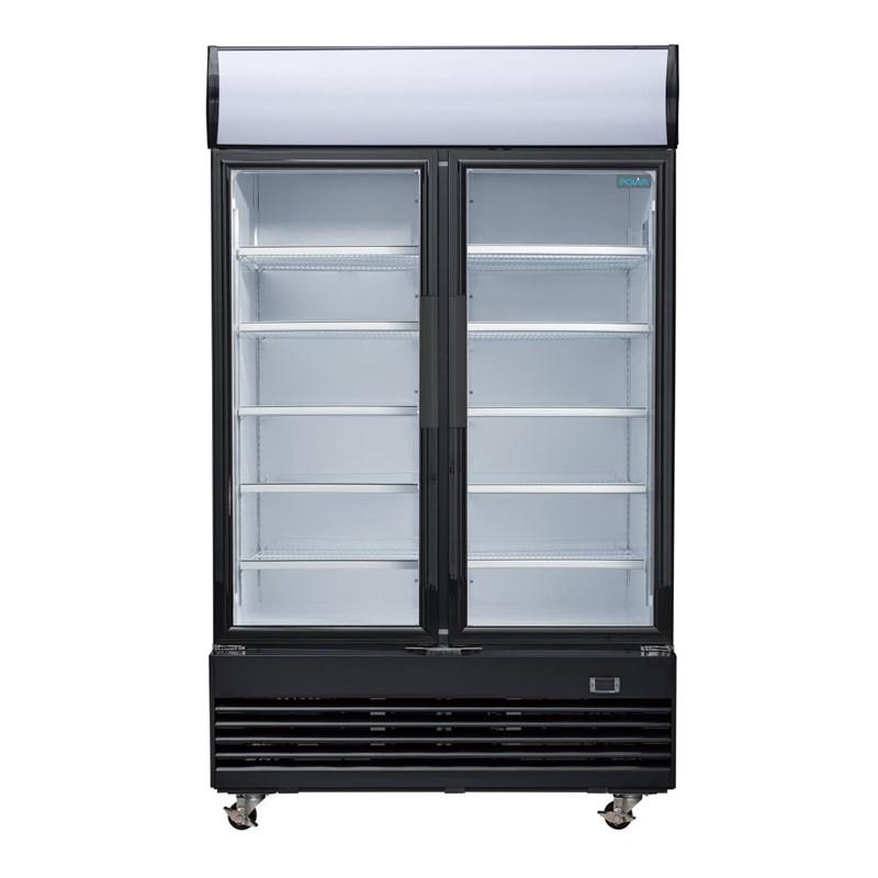 Vitrine réfrigérée positive 2 portes battantes avec caisson lumineux Série G 950L noire | Polar - GM813_6