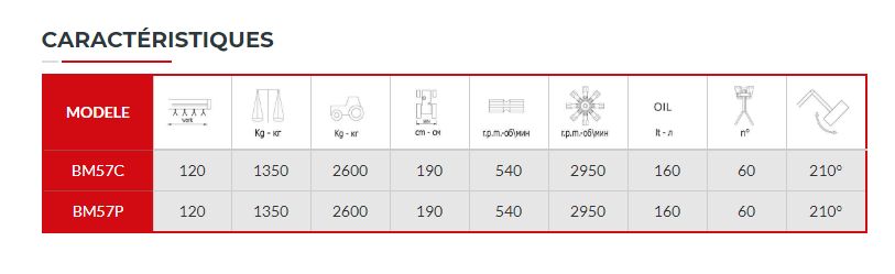 BM57 Épareuse - Becchio & Mandrile - portée horizontale 5,70 m - tête de broyage 1,20 m - système hydraulique 52 CV_6