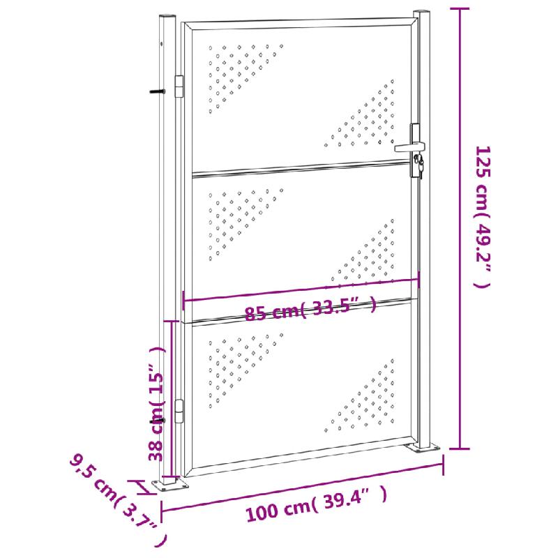 Vidaxl portail de jardin 100x125 cm acier inoxydable 376488_6