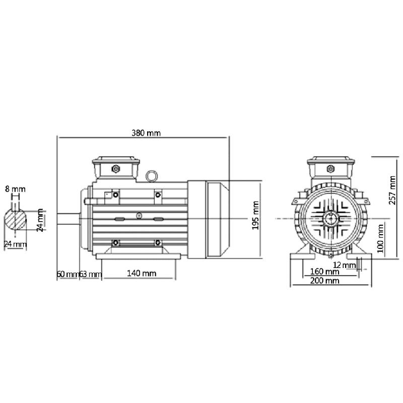 Vidaxl moteur électrique triphasé aluminium 3kw/4 ch 2840 tr/min 148005_6