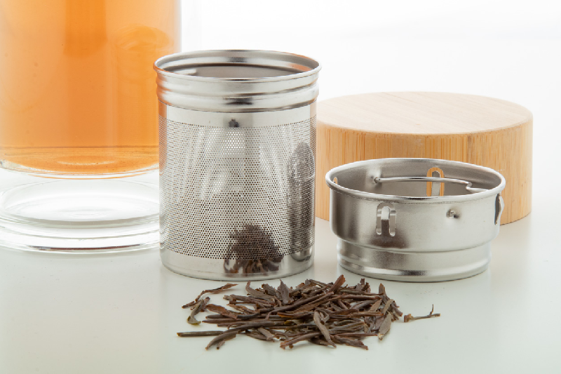 Thermos en verre borosilicate - double paroi - infuseur à thé - couvercle en bambou - 420 ml_6