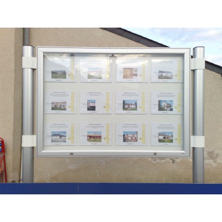 Vitrines extérieures sur pied - aluminium ou thermolaqué - plexi choc ou verre sécurit - éclairage LED ou fluo_6