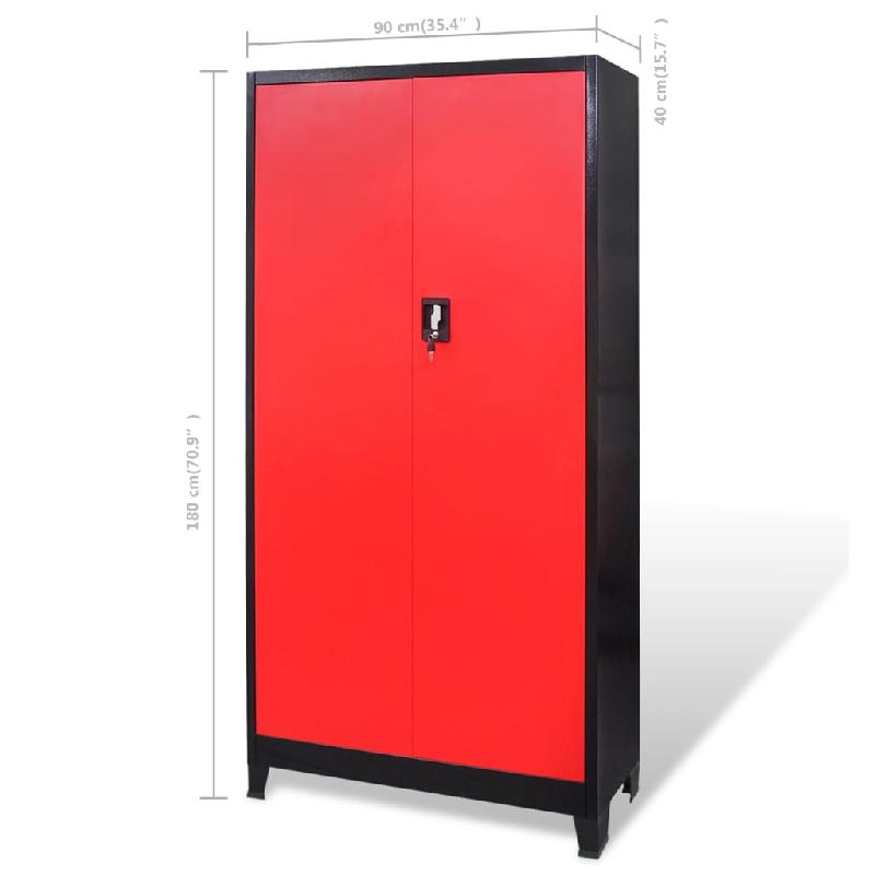 Vidaxl armoire avec coffre à outils acier 90x40x180 cm rouge et noir 3054555_6