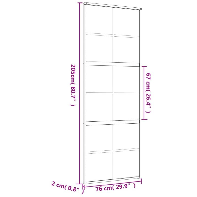 Vidaxl porte coulissante doré 76x205 cm verre esg clair et aluminium 155166_6