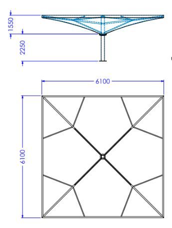 Préau Impluvio avec toile - Dimensions de 36m² à 102m², sur poteau central, acier galvanisé_6