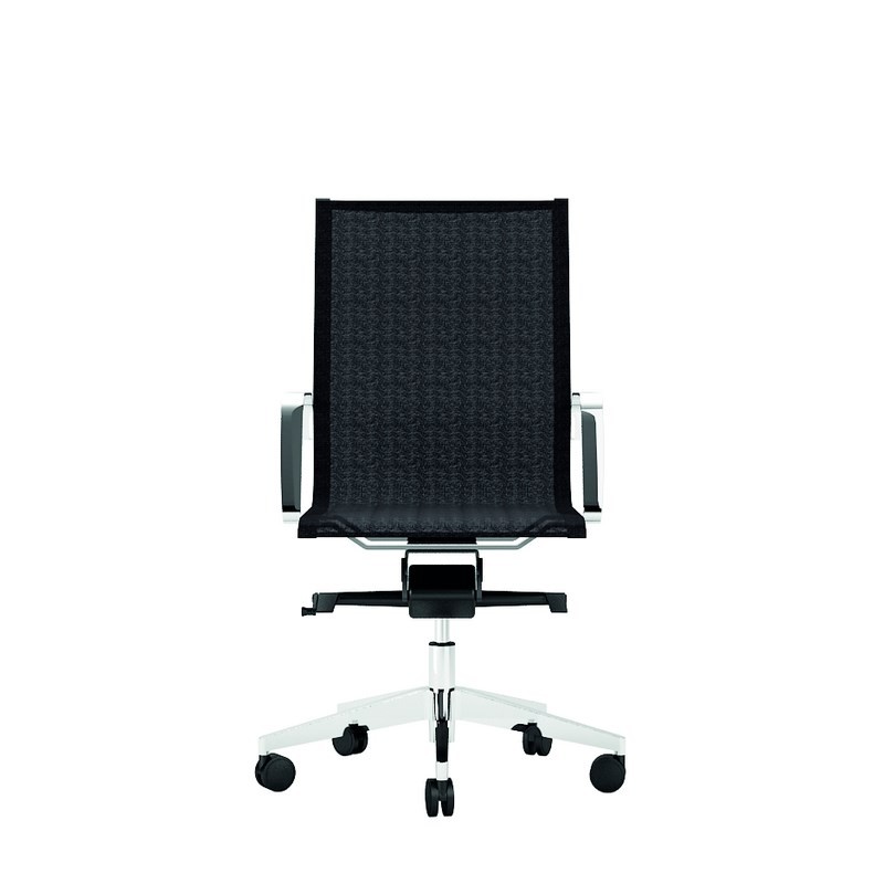 Fauteuil direction DIVA - finition cuir - structure acier chromé - dossier avec appui-tête_6