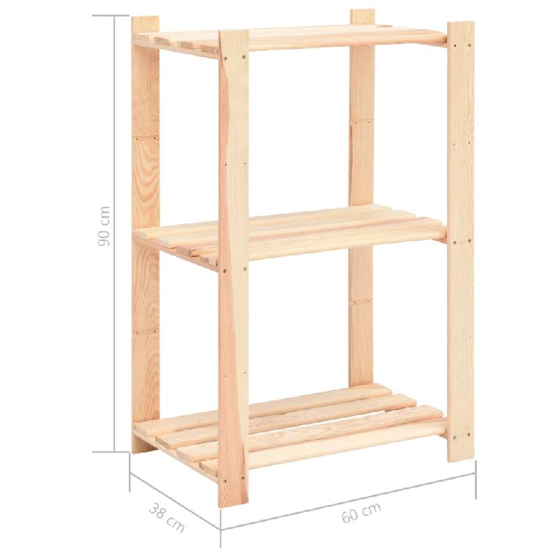 Vidaxl étagères de rangement à 3 niveaux 3 pcs 60x38x90 cm pin 150 kg 3051122_6