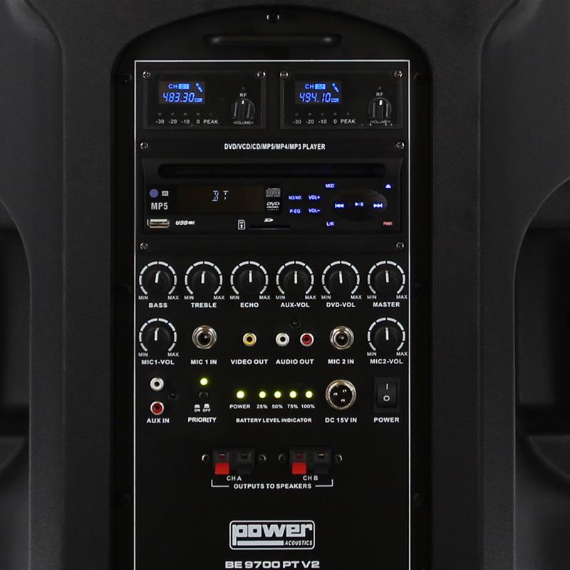 Sonorisation portable BE 9700 PT V2 - 200W + 120W avec micros UHF, Bluetooth et lecteur multimédia_6
