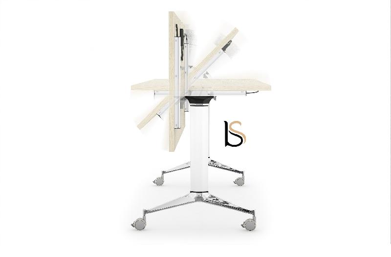 Table à plateau rabattable NET - Mobel Linea - Blanc 9010, 150, Chêne veiné_6