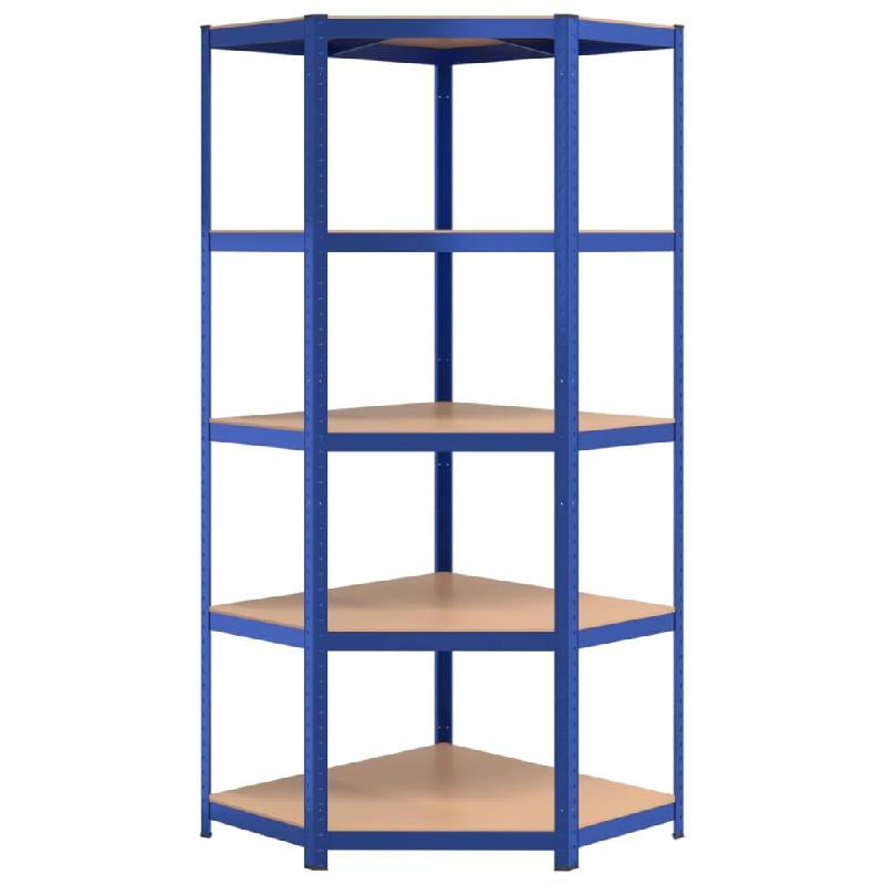 Vidaxl étagères à 5 niveaux 3 pcs bleu acier et bois d'ingénierie 3154196_6