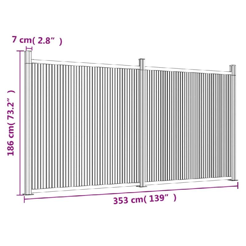Vidaxl panneau de clôture gris 353x186 cm wpc 3282790_6