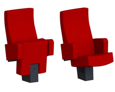 Fauteuil de cinéma robuste à piétement métallique central avec accoudoirs caisson pour ERP - LASER._0