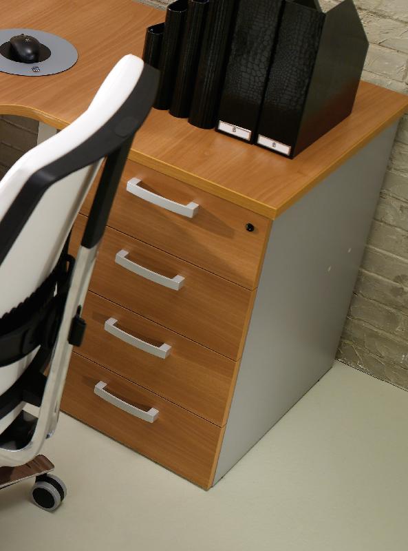 Bureaux bench compact Tempo avec caissons - Mobel Linea - 180, Alu, Anthracite, 3 tiroirs_6