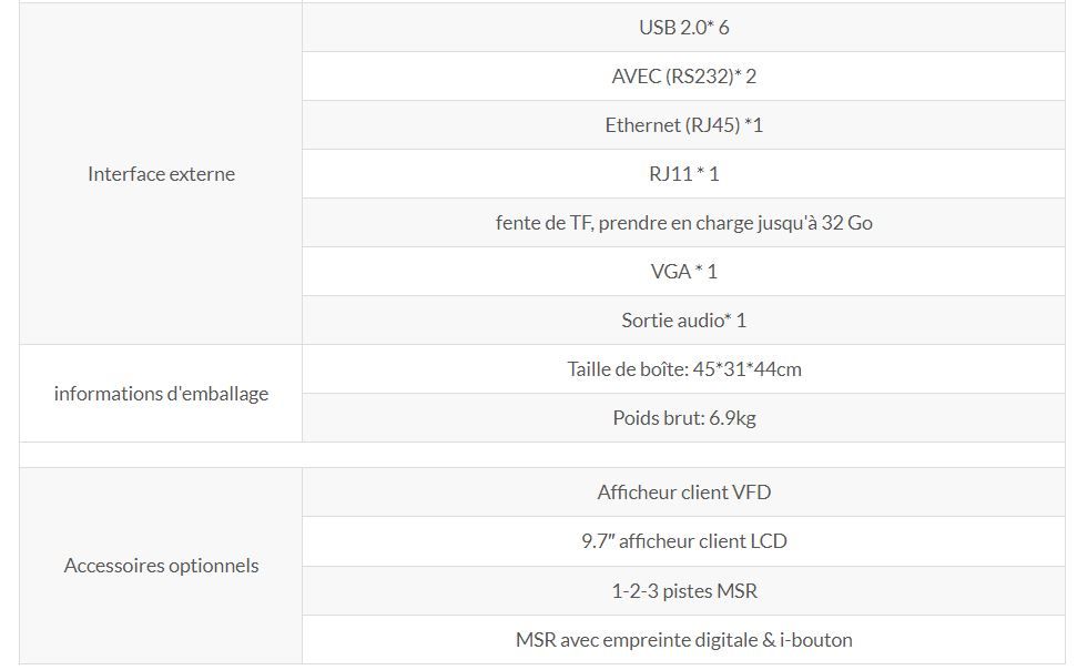 Matériel de gestion de caisse avec écran tactile Sunany