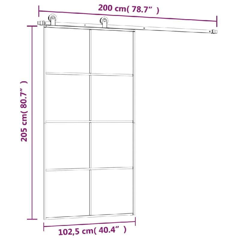 Vidaxl porte coulissante et kit de quincaillerie 102,5x205cm verre esg 3152144_6