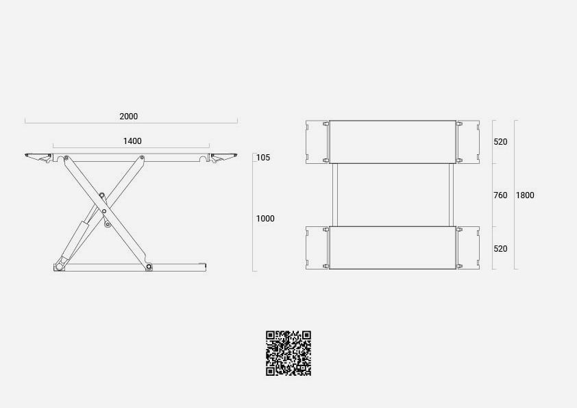 Pont élévateur à ciseaux professionnel 4,1t 