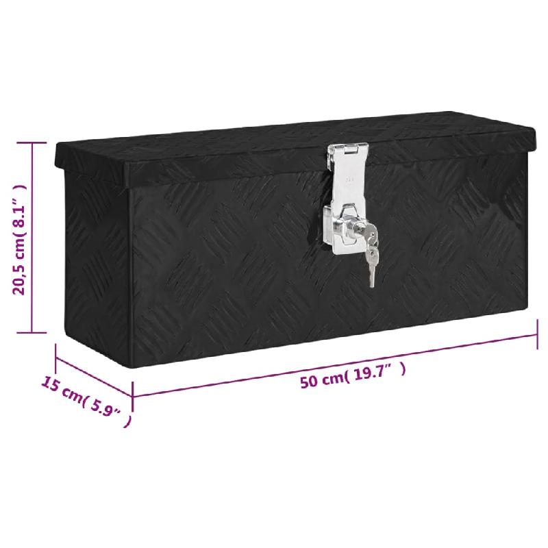 Vidaxl boîte de rangement noir 50x15x20,5 cm aluminium 152247_6