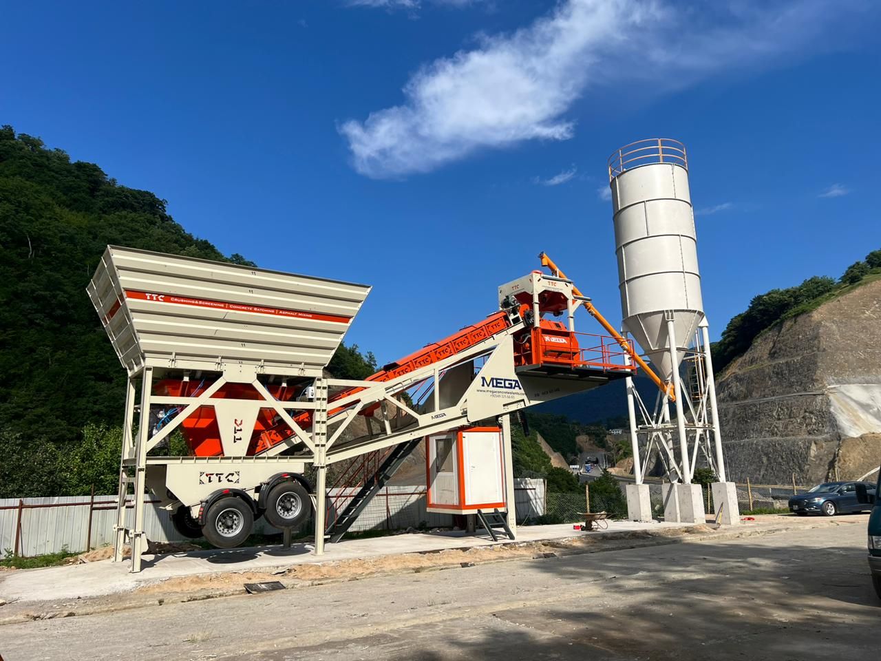 Centrale à béton mobile 60 m³ - Malaxeur Twinshaft 1500/1000 L - Trémie d'agrégats 36 m³ - Silo à ciment 100 tonnes_6
