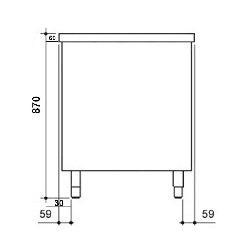 Meuble bas inox cental P 600 mm avec portes et tiroirs - A droite_6