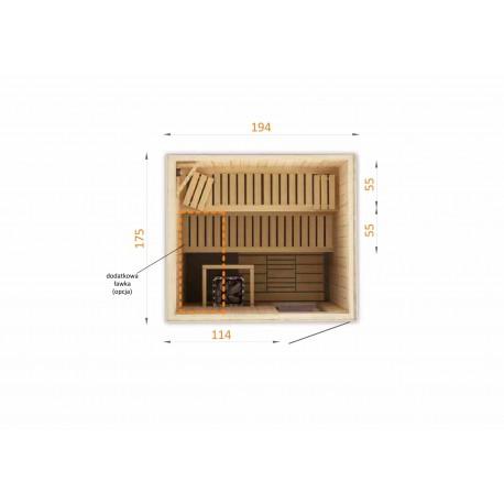Cabine de sauna 194x175x199 en épicéa avec poêle HARVIA VEGA 8KW à commande déportée_6