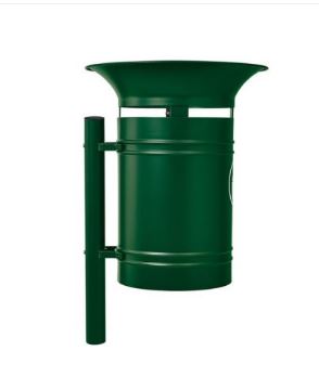 Corbeille publique Vanoise - 40 Litres - Acier avec pied latéral cintré - Verrouillage par serrure et clé triangle_6