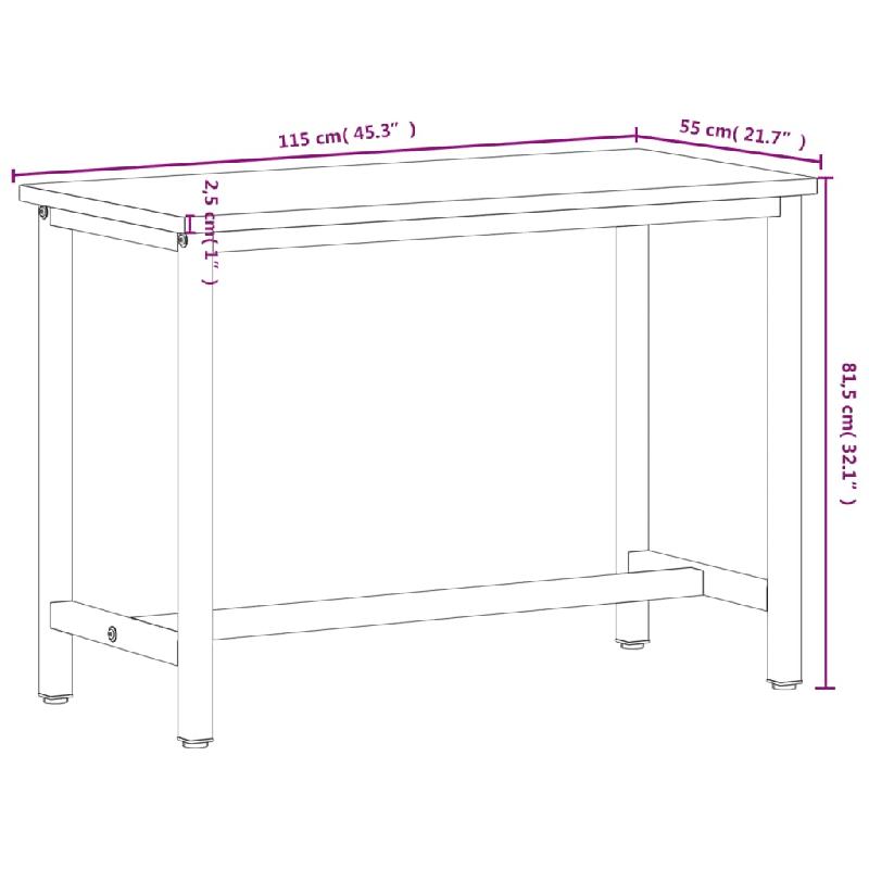 Vidaxl établi 115x55x81,5 cm bois massif de hêtre et métal 3188904_6