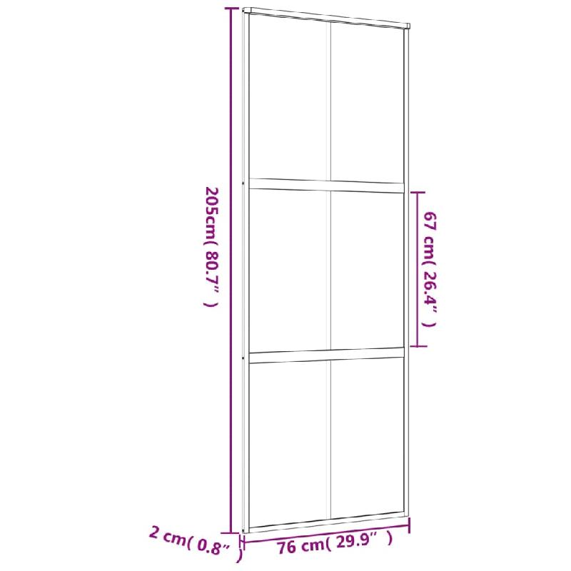 Vidaxl porte coulissante doré 76x205 cm verre esg clair et aluminium 155154_6