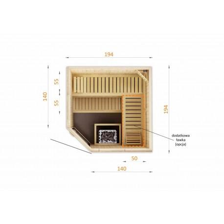 Cabine de sauna d'angle 194x194x199 - Poêle HARVIA VEGA 8KW à commande déportée_6