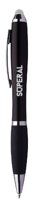 Stylo à bille stylet en plastique noir - Grip en caoutchouc - LED lumineuse - Encre bleue_6