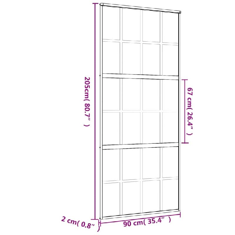 Vidaxl porte coulissante doré 90x205 cm verre esg clair et aluminium 155173_6