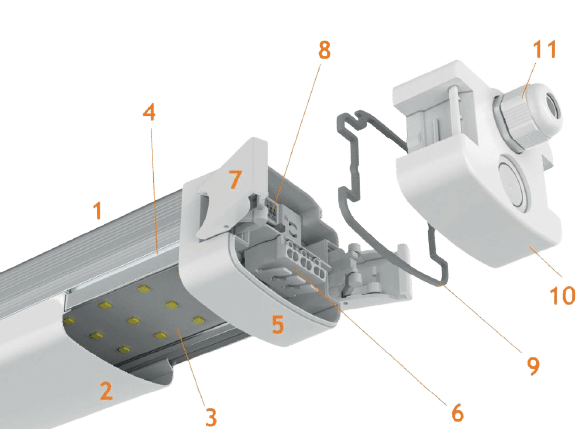 Luminaire étanche LED IP66 robuste SINUS - Applique ou suspendu - Puissance réglable de 16W à 62W_6