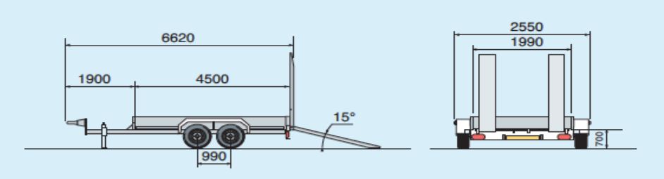 Remorque avec frein de parc à commande pneumatique