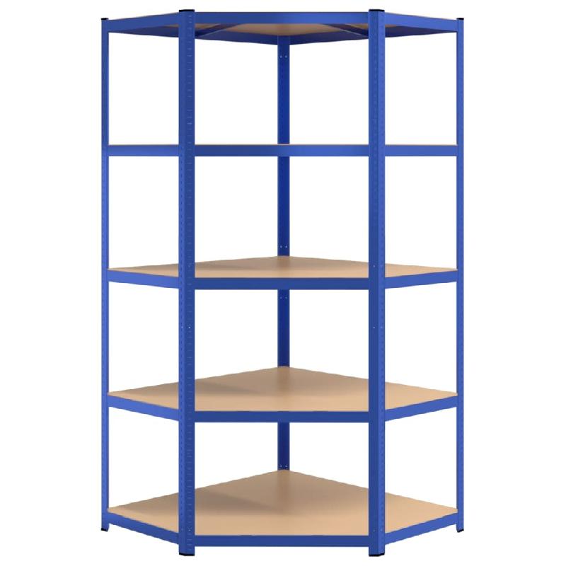 Vidaxl étagères à 5 niveaux 2pcs bleu acier et bois d'ingénierie 3154183_6