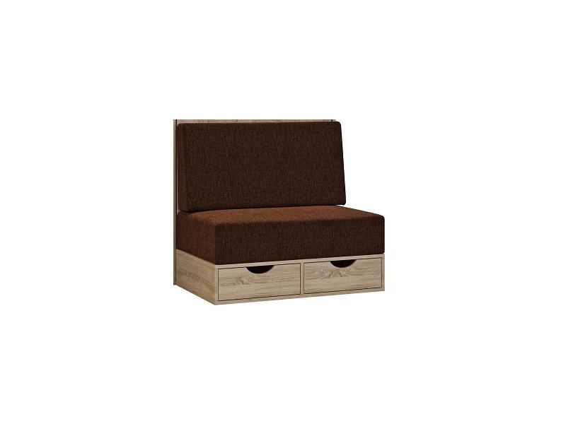 Lit escamotable style industriel KEY SOFA - 90x200 cm - Chêne naturel avec canapé et tiroirs de rangement marron_6