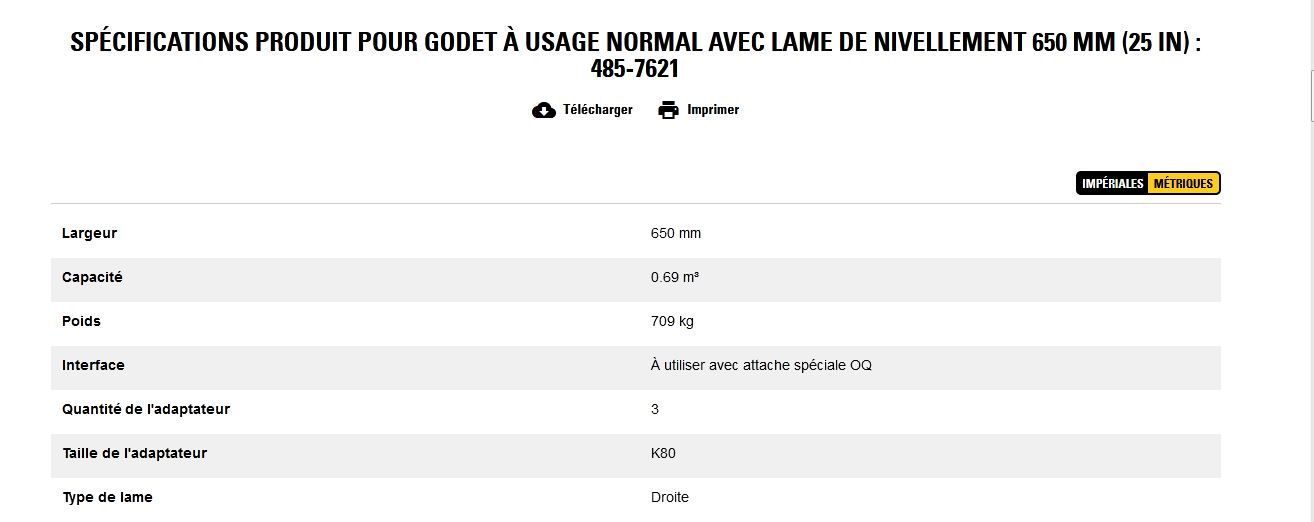 485-7621 godet d'excavation à usage normal avec lame de nivellement - caterpillar finance france - 650 mm (25 in)_6