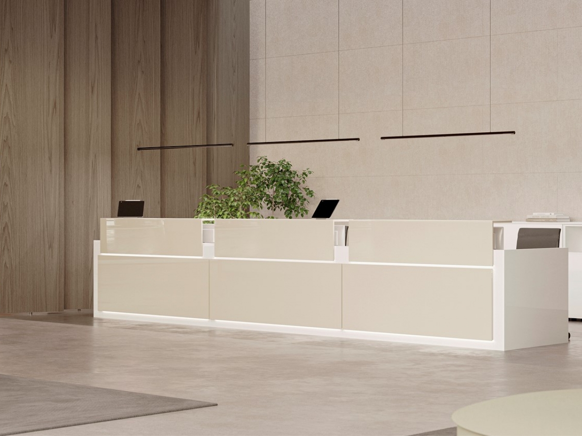 Banque d'accueil droite classique en bois - AVANT, design adaptable à tout environnement_6