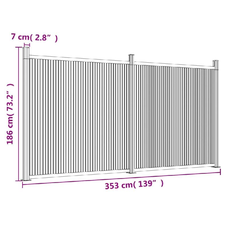 Vidaxl panneau de clôture marron 353x186 cm wpc 3282799_6