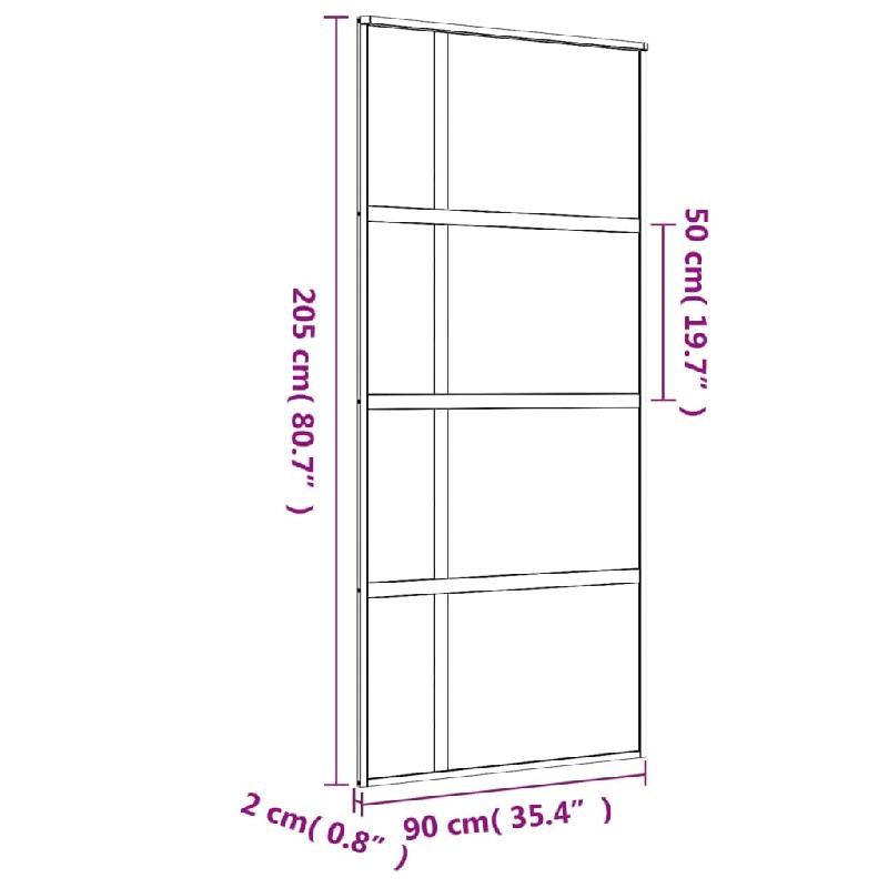Vidaxl porte coulissante doré 90x205 cm verre esg clair et aluminium 155191_6