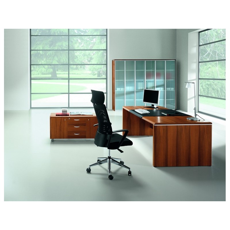 Bureau de direction ZETA X - Sous main cuir en option - Plateau bois 180/200 cm - QUADRIFOGLIO_6
