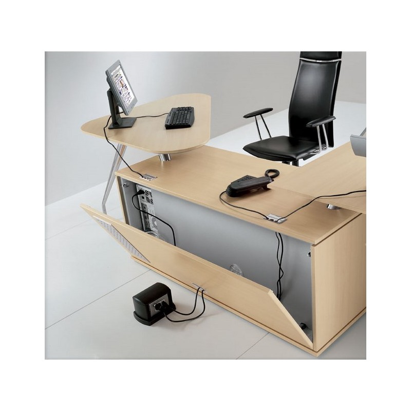 Bureau de direction ENOSI LAS avec retour sur meuble de rangement et table triangulaire - L 200 x 235 cm_6