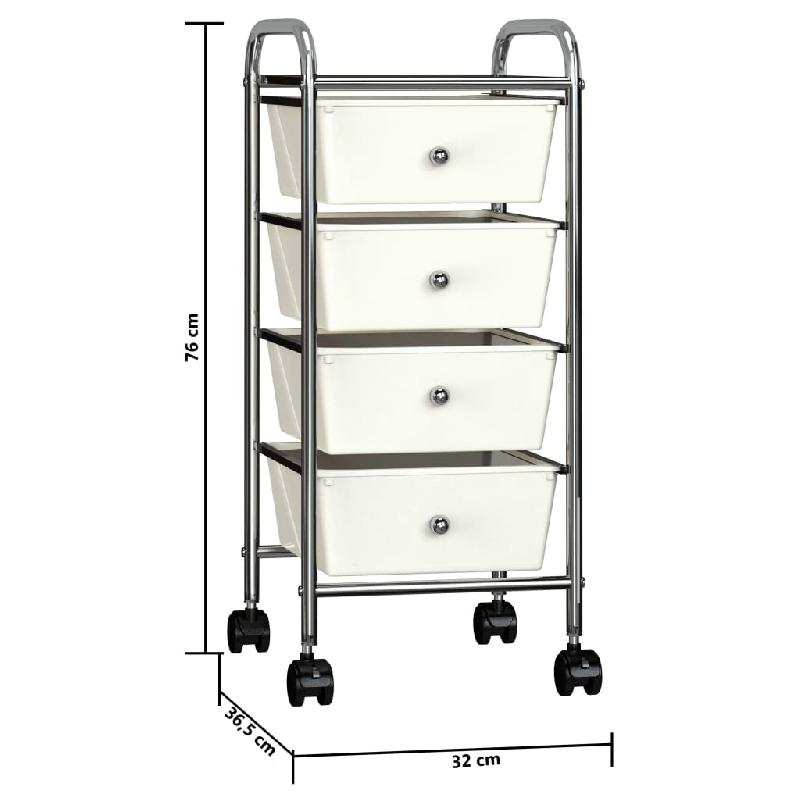 Vidaxl chariot de rangement mobile à 4 tiroirs blanc plastique 320399_6